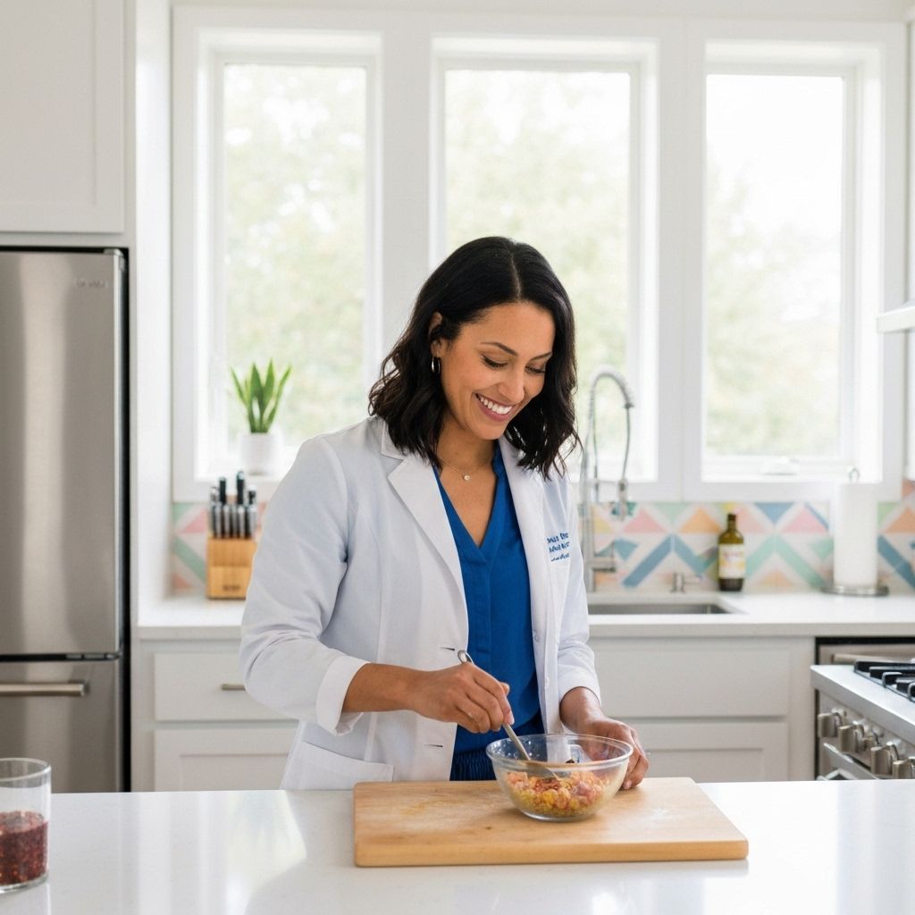 Nutricionista Dona Mariana Ferreira na cozinha